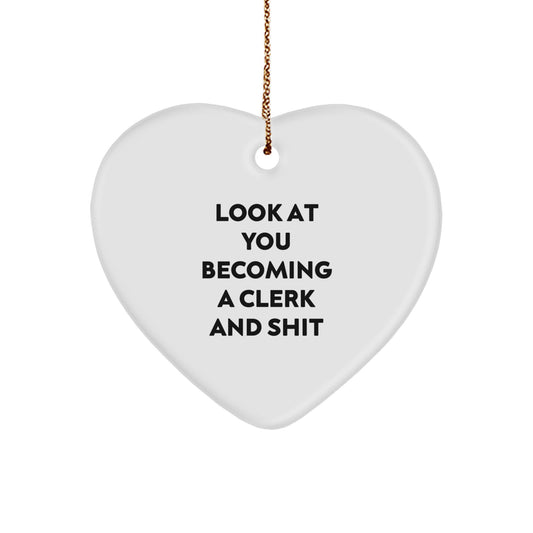 Funny Clerk Heart Ornament Gifts for Him from Friends - Christmas Unique Decorations - Image 1