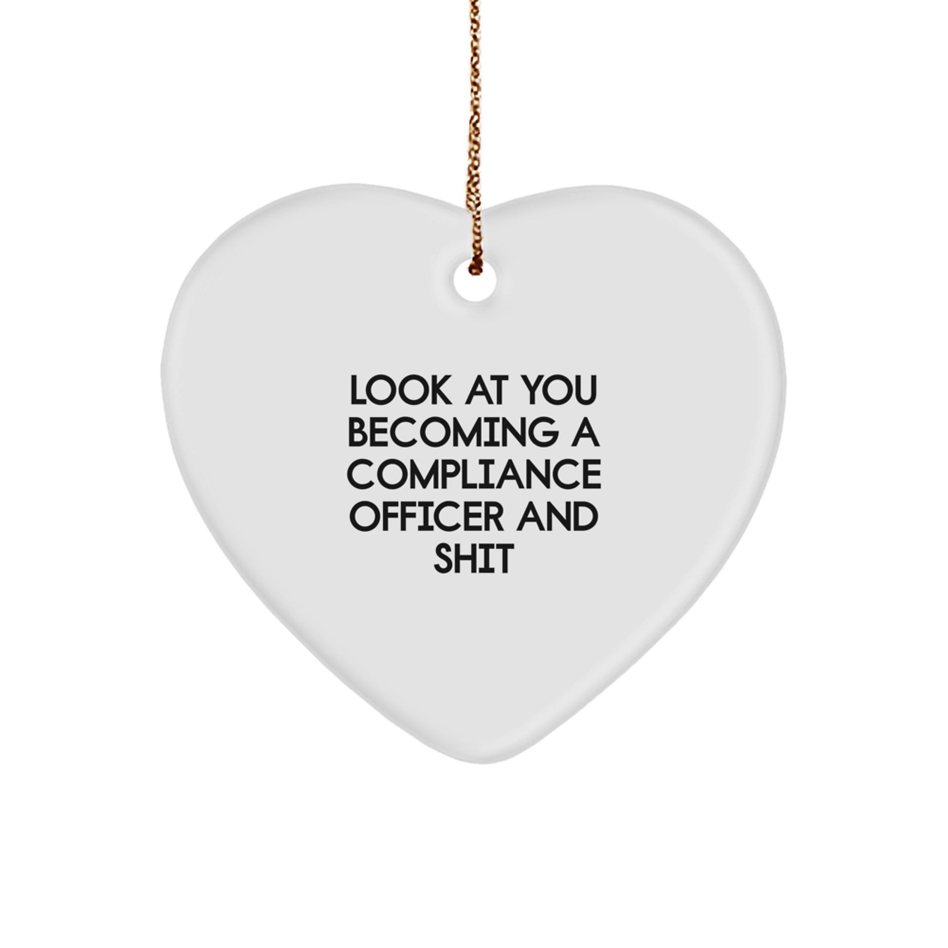 Funny Compliance Officer Heart Ornament Gifts from Family for Compliance Officers, Unique Christmas Unique Gifts, Look At You Becoming A Compliance Officer And Shit Heart Shaped Decorations - Image 1