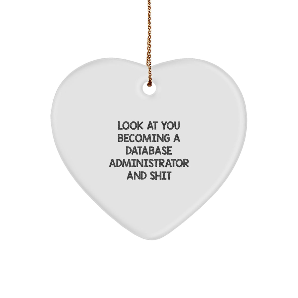 Funny Database Administrator Gifts for Men, Heart Ornament with Inspirational Quote 'Look At You Becoming A Database Administrator And Shit', Christmas Unique Gifts from Friends - Image 1