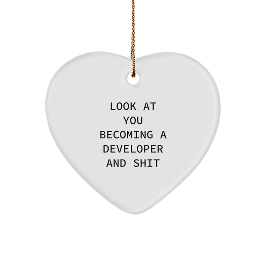Funny Developer Heart Ornament Gifts for Friends from Men, Developer Christmas Unique Ornaments for Women Coworkers Family - Image 1