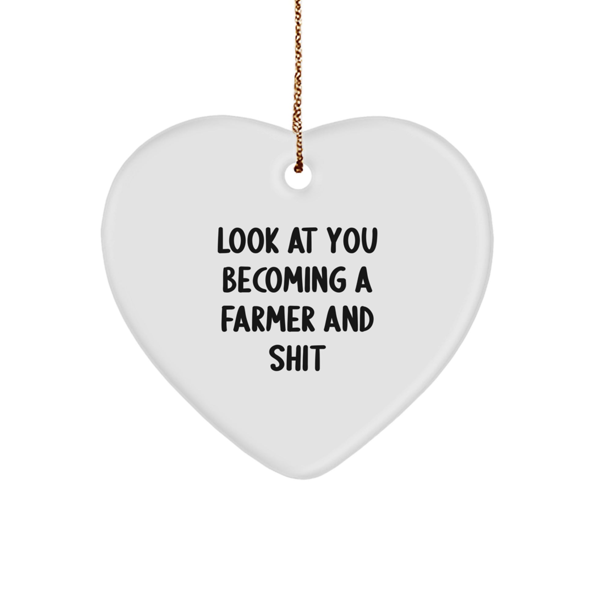 Funny Farmer Gifts, Heart Ornament for Farmer Men, 'Look At You Becoming A Farmer And Shit', Christmas Unique Gifts from Friends - Image 1