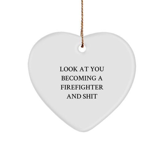 Funny Firefighter Heart Ornament Gifts from Friends and Family for Christmas Unique Ideas - Image 1