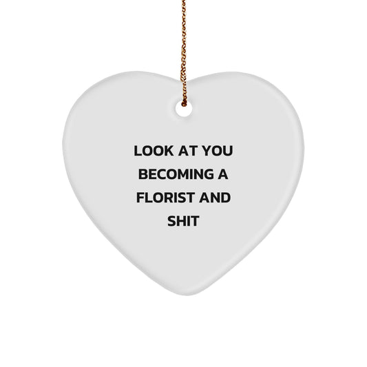 Funny Florist Gift, Heart Ornament for Florist, Gifts from Friends for Florist at Christmas - Image 1