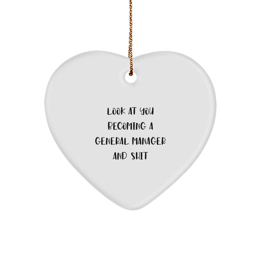 Funny Gift for General Manager Heart Ornament from Family - Unique Christmas Unique Gifts for Him - Image 1