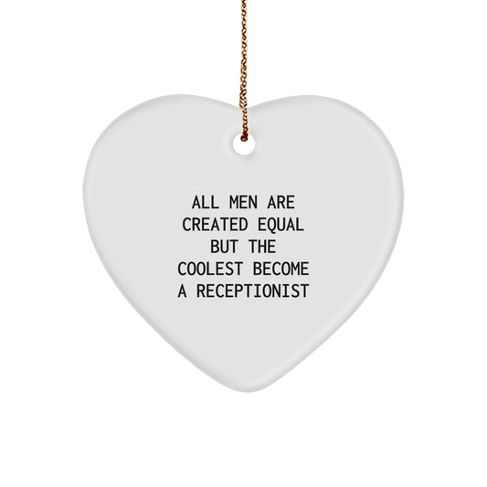 Funny Quote Heart Ornaments for Receptionists, Unique Gifts from Friends, Coworkers, or Family for Christmas - Image 1