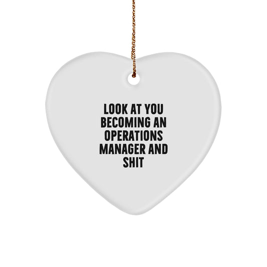 Christmas Unique Gift Operations Manager Heart Ornament for Her Present - Image 1