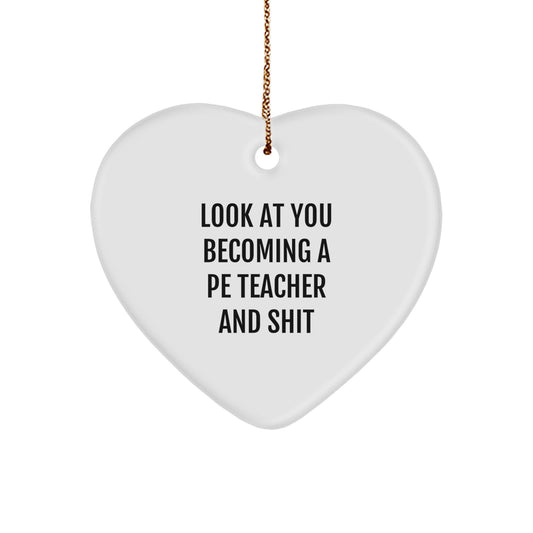 PE Teacher Keepsake Heart Ornament for Him Christmas Gift Brightly - Image 1