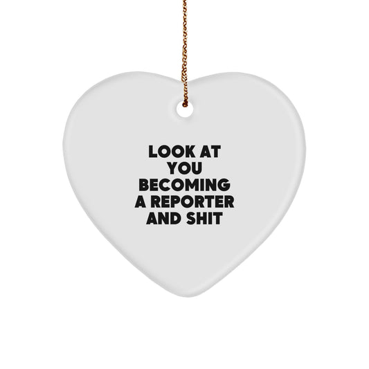 Christmas Gift Reporter Heart Ornament for Teens Keepsake Surprise - Image 1