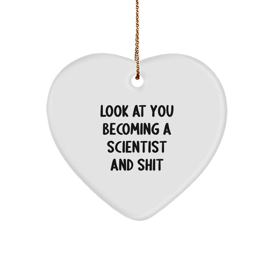 Christmas Unique Gift for Her Scientist Heart Ornament Present - Image 1