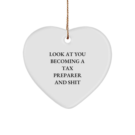 Tax Preparer Heart Ornament for a Best Friend Companion Christmas Gift - Image 1