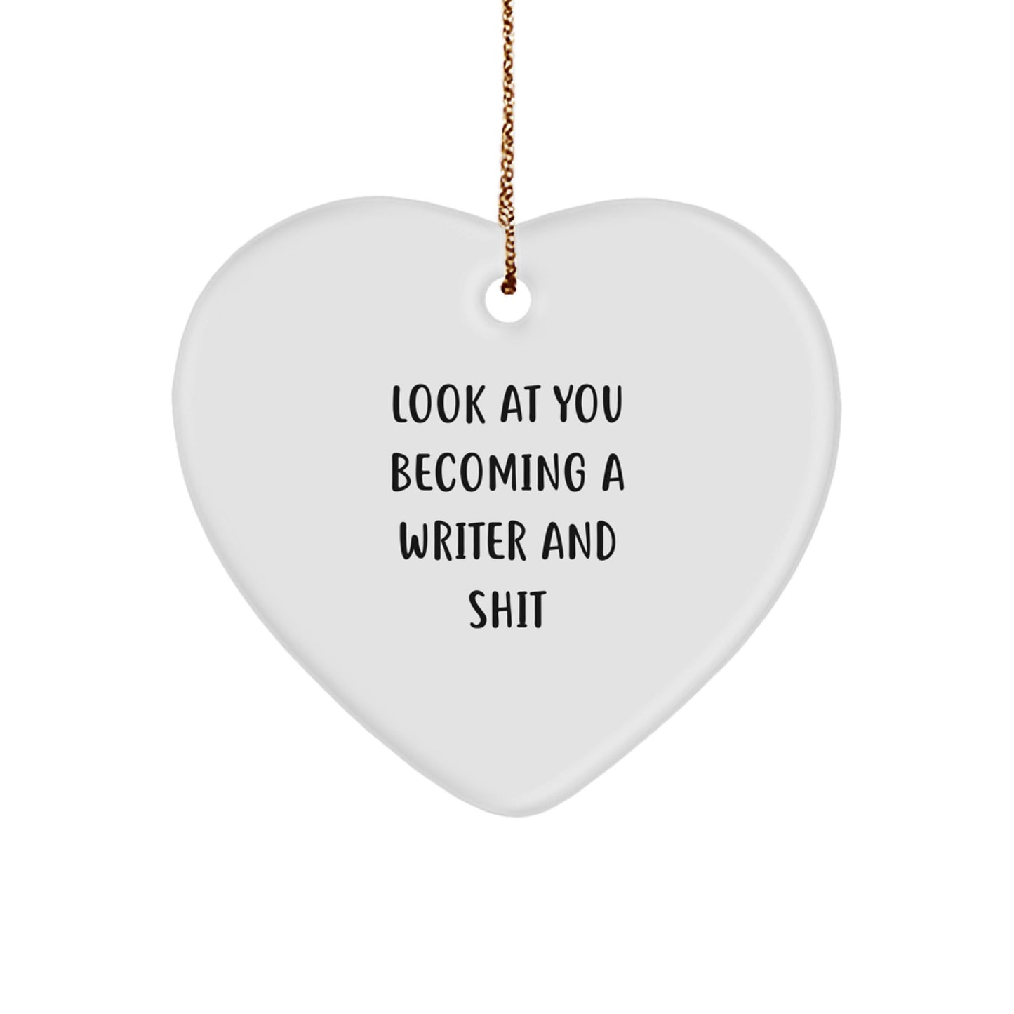 Funny Writer Heart Ornament Gifts from Men to Friends, Writer Christmas Unique Gifts, Gifts for Writer, Heart Shaped Writer Ornament - Image 1