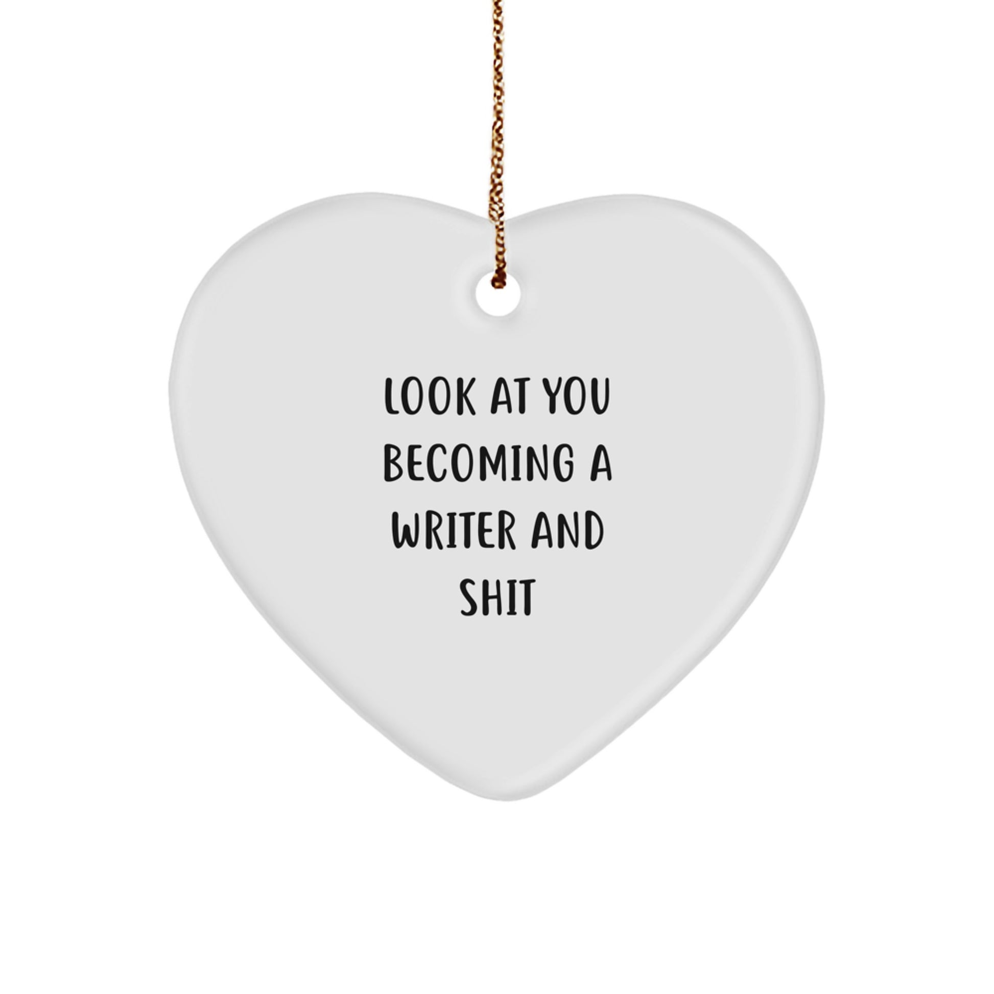 Funny Writer Heart Ornament Gifts from Men to Friends, Writer Christmas Unique Gifts, Gifts for Writer, Heart Shaped Writer Ornament - Image 1