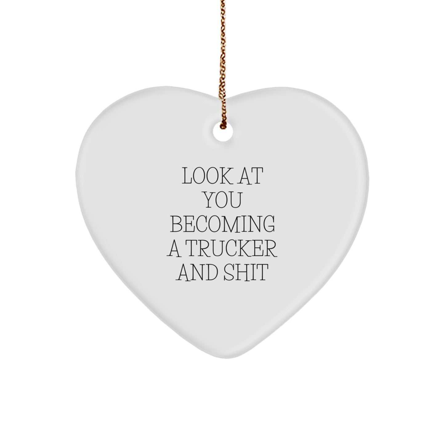 Funny Trucker Heart Ornament Gifts from Men to Trucker Friends on Christmas Unique Presents - Image 1