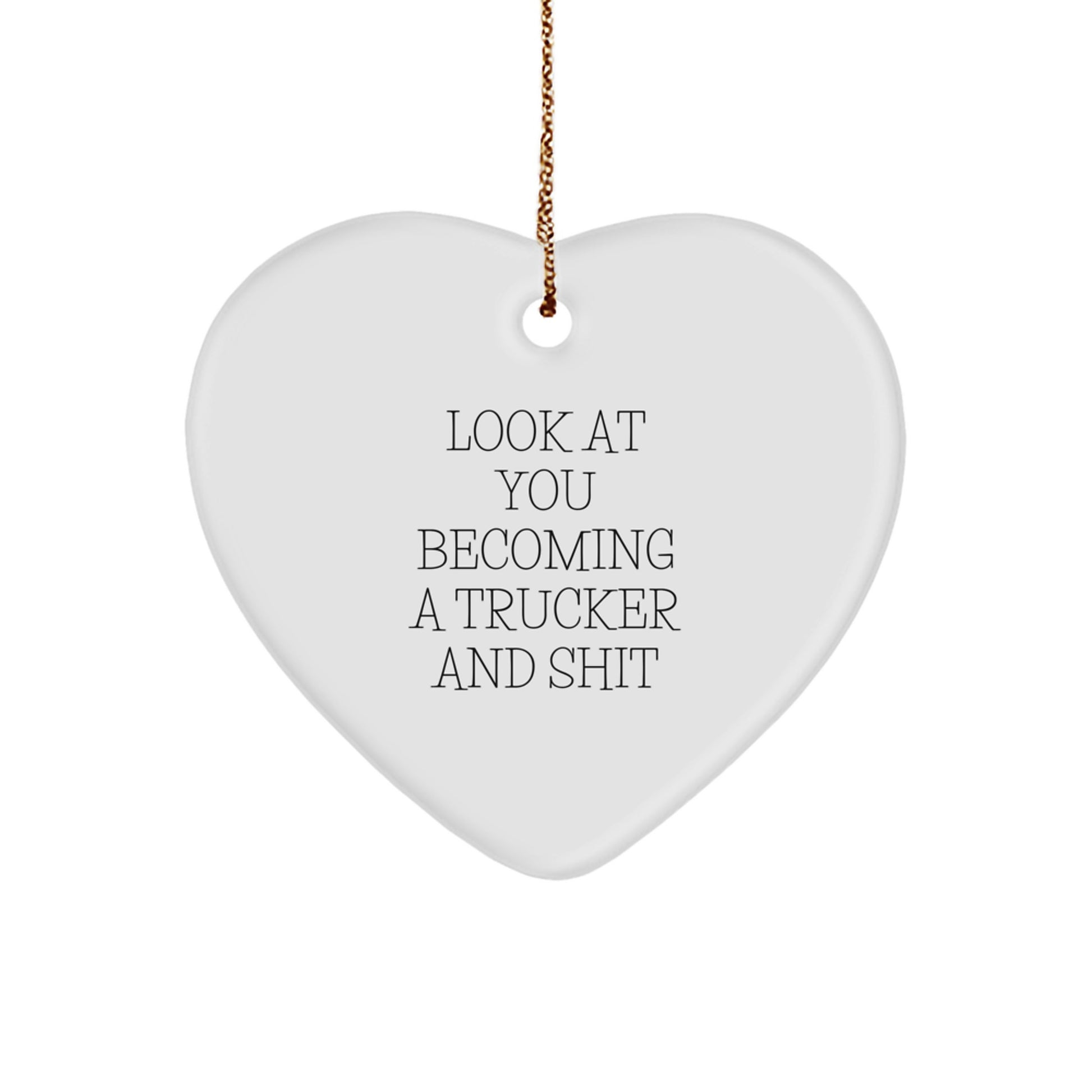 Funny Trucker Heart Ornament Gifts from Men to Trucker Friends on Christmas Unique Presents - Image 1