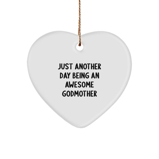 Christmas Gift for Her Godmother Heart Ornament Tree Present - Image 1