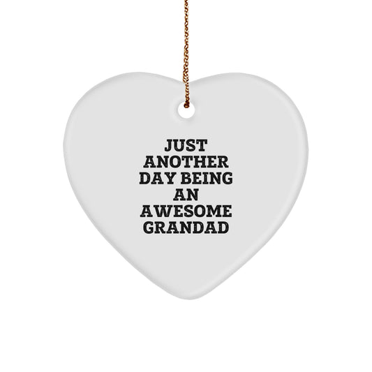 Grandad Awesome Heart Ornament Gifts from Men for Grandad Funny Quote Christmas Unique Gifts - Image 1