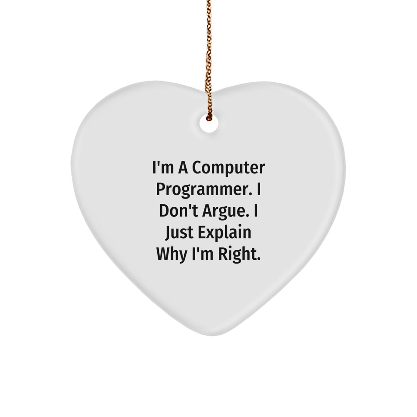 Funny Computer Programmer Heart Ornament Gifts for Him, Inspirational Quote, Christmas Unique Present from Friends, Coworkers, Family - Image 1