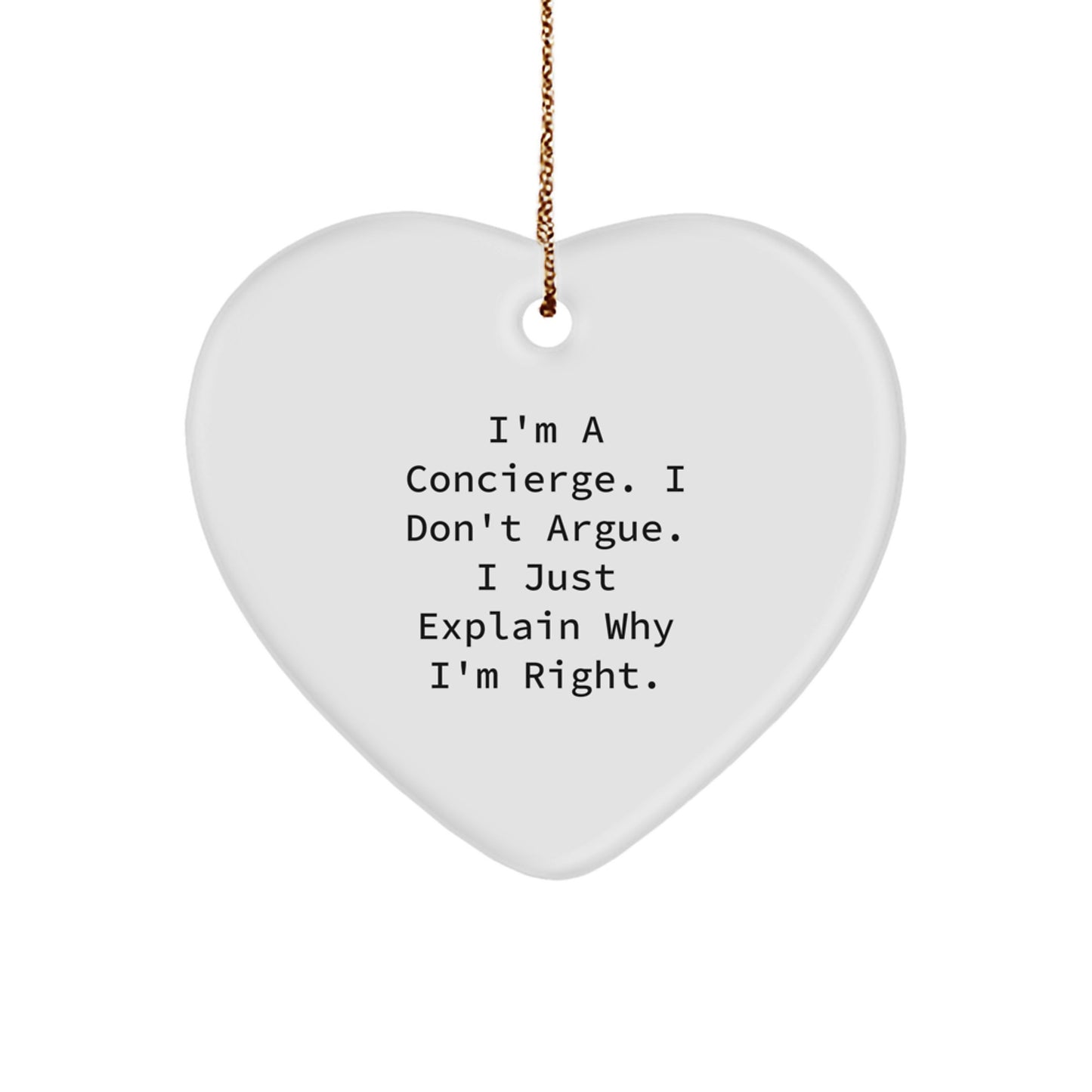Funny Concierge Gifts from Men - Heart Ornament for Concierge Women Coworkers Friends Family Christmas Unique Gifts - Image 1