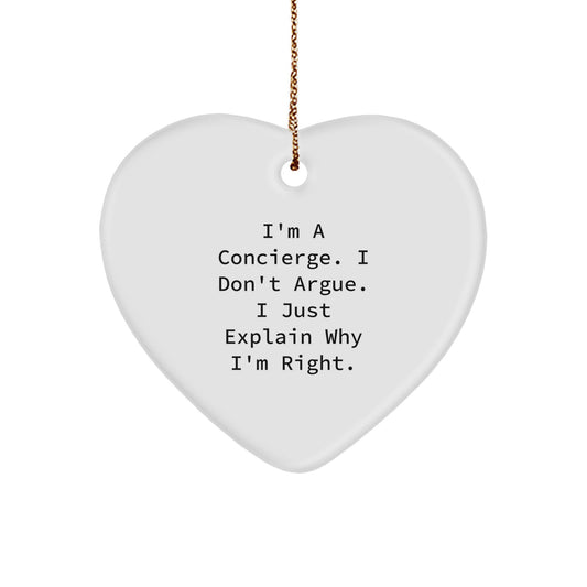 Funny Concierge Gifts from Men - Heart Ornament for Concierge Women Coworkers Friends Family Christmas Unique Gifts - Image 1