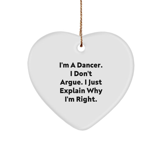Dancer Heart Ornament Funny Quote Gifts for Dancer Friends and Family Members Christmas Unique Decorations - Image 1