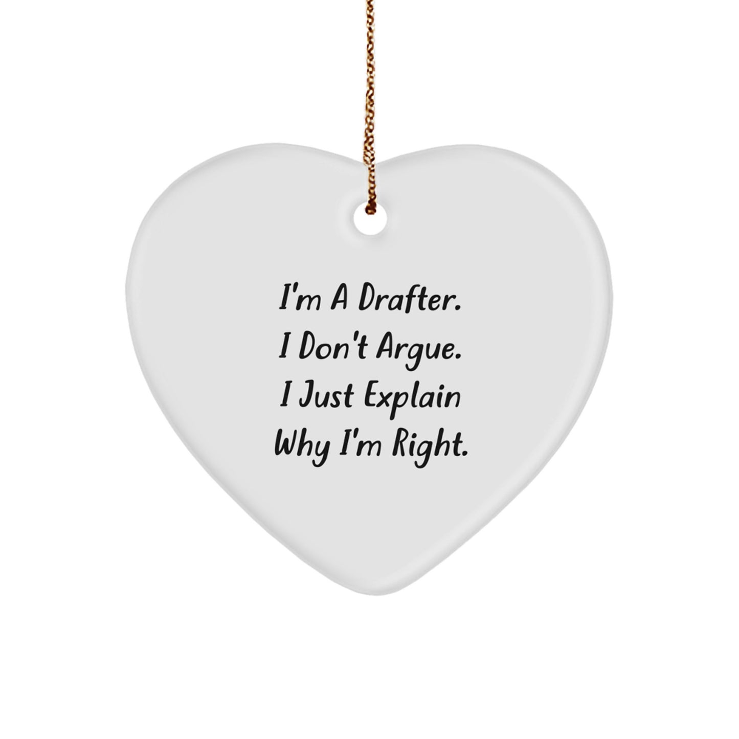 Funny Drafter Heart Ornament Gifts from Friends, Coworkers, Family to Drafter Men, Women, Coworkers, Friends at Christmas Unique Gifts - Image 1