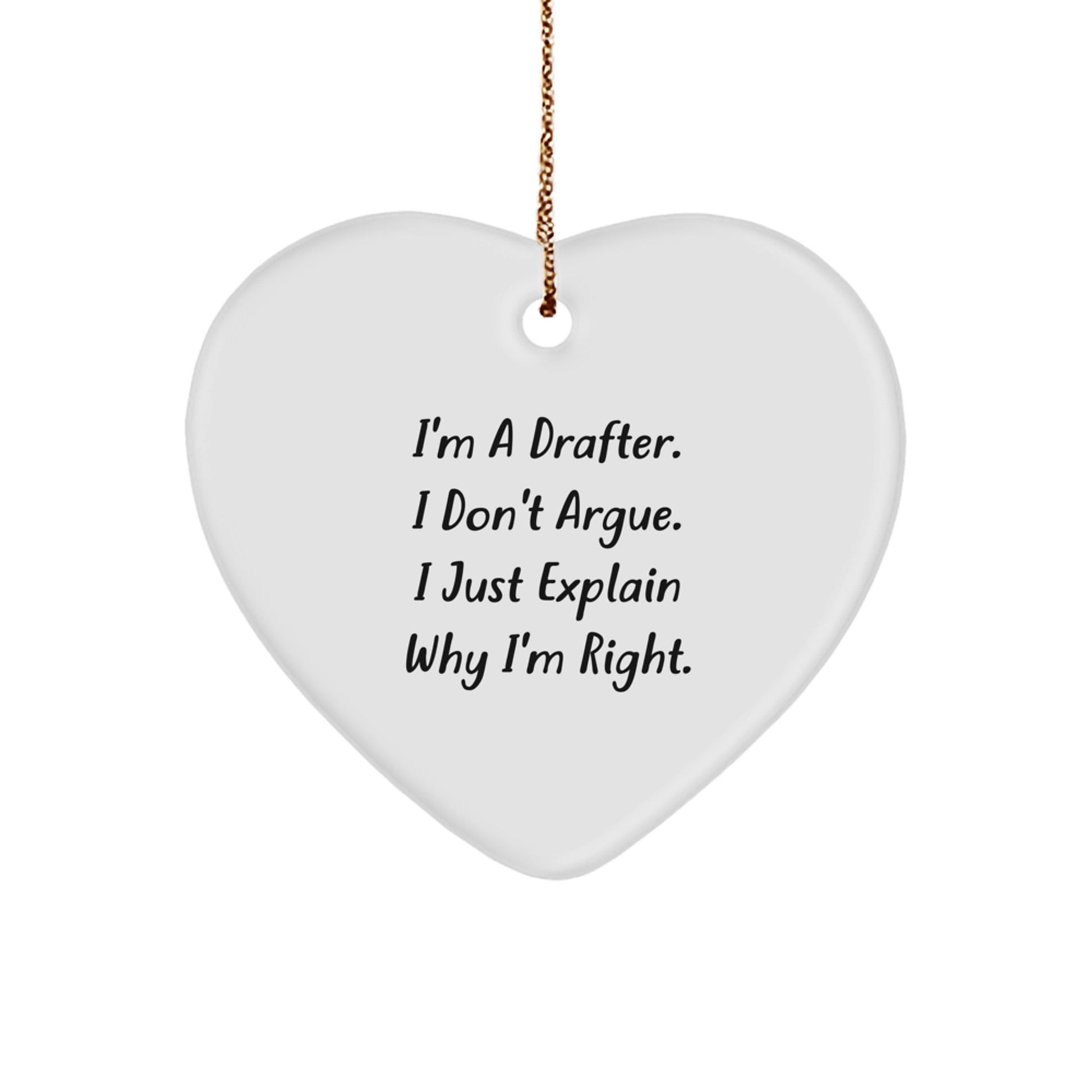 Funny Drafter Heart Ornament Gifts from Friends, Coworkers, Family to Drafter Men, Women, Coworkers, Friends at Christmas Unique Gifts - Image 1