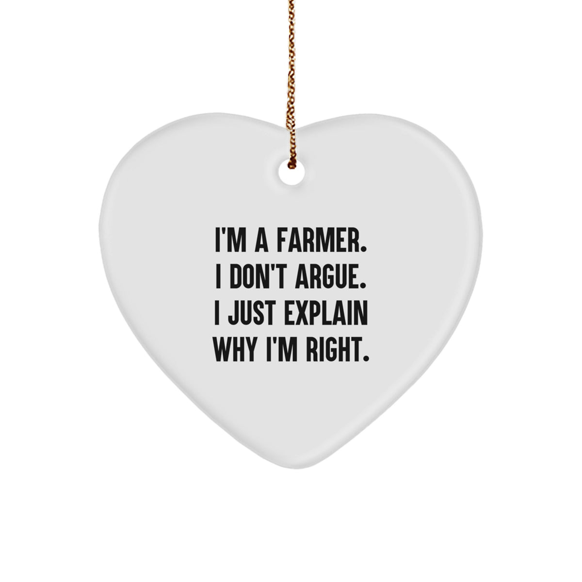 Witty Farmer Novelty Heart Christmas Ornament for Friends Gift - Image 1