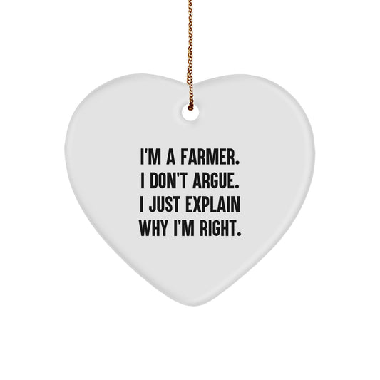 Witty Farmer Novelty Heart Christmas Ornament for Friends Gift - Image 1