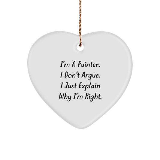 Funny Painter Gifts from Friends, Heart Ornament for Painter Men, Christmas Unique Gifts for Painter Friends - Image 1