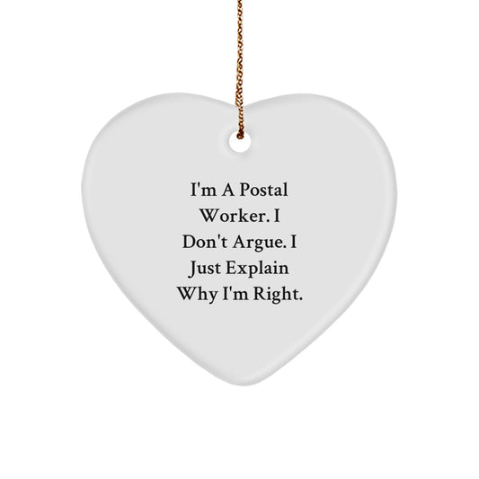 Funny Quote Gifts from Friends for Men - I'm A Postal Worker - Cute Heart Ornament for Christmas Unique Gifts - Image 1