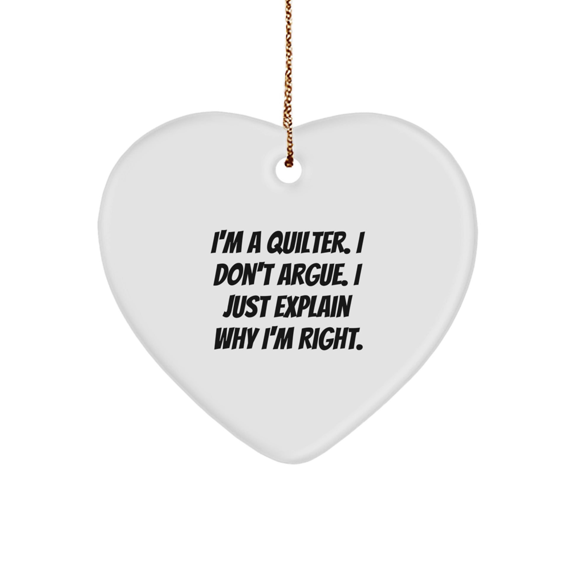 Quilter Gifts for Women - Funny Heart Ornament for Christmas - Gifts from Friends for Quilters - Image 1