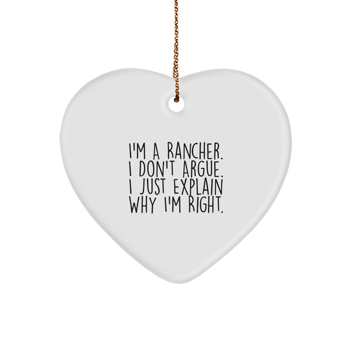 Funny Rancher Gifts for Men, Heart Ornament with Inspirational Quote, Gifts from Friends, Christmas Unique Gifts - Image 1