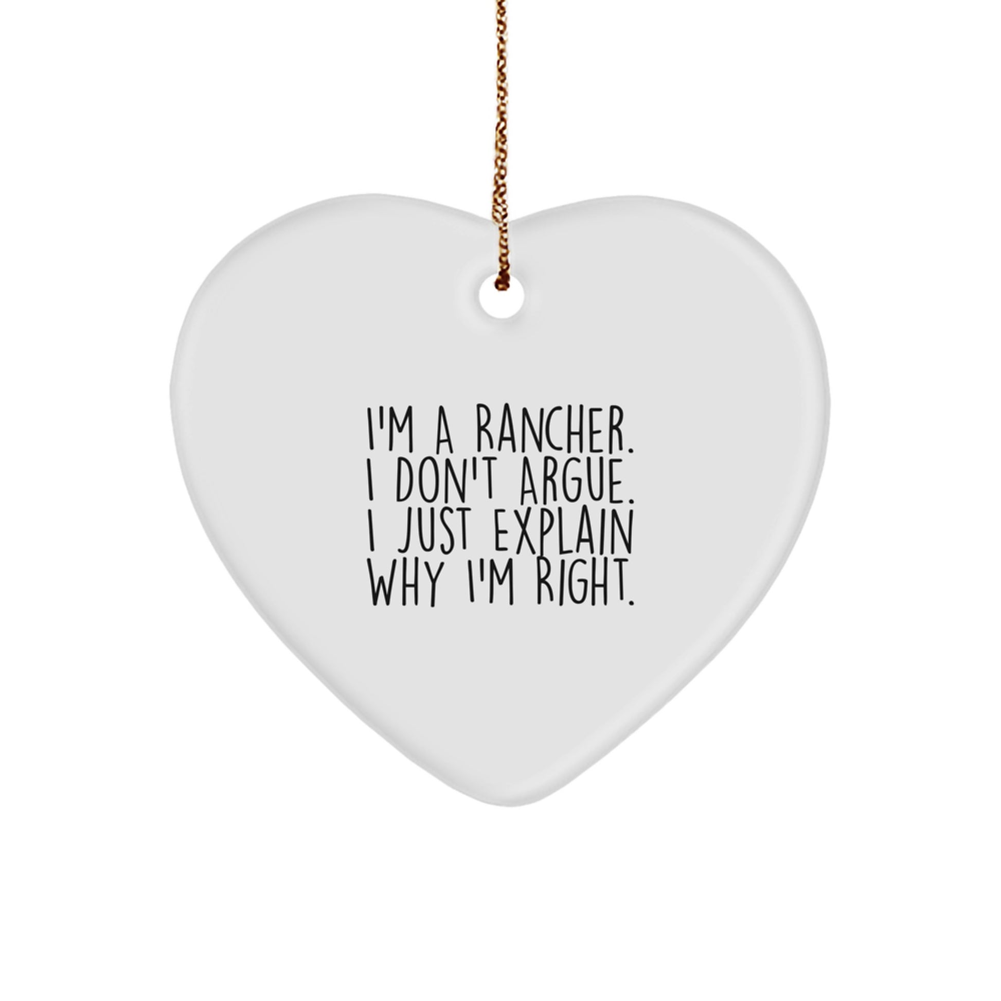 Funny Rancher Gifts for Men, Heart Ornament with Inspirational Quote, Gifts from Friends, Christmas Unique Gifts - Image 1