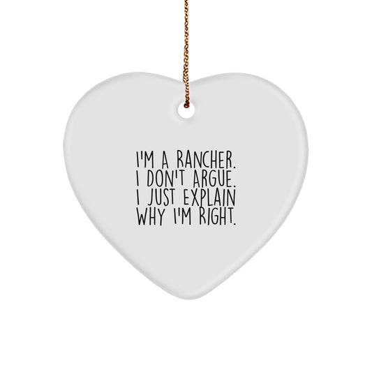 Funny Rancher Gifts for Men, Heart Ornament with Inspirational Quote, Gifts from Friends, Christmas Unique Gifts - Image 1