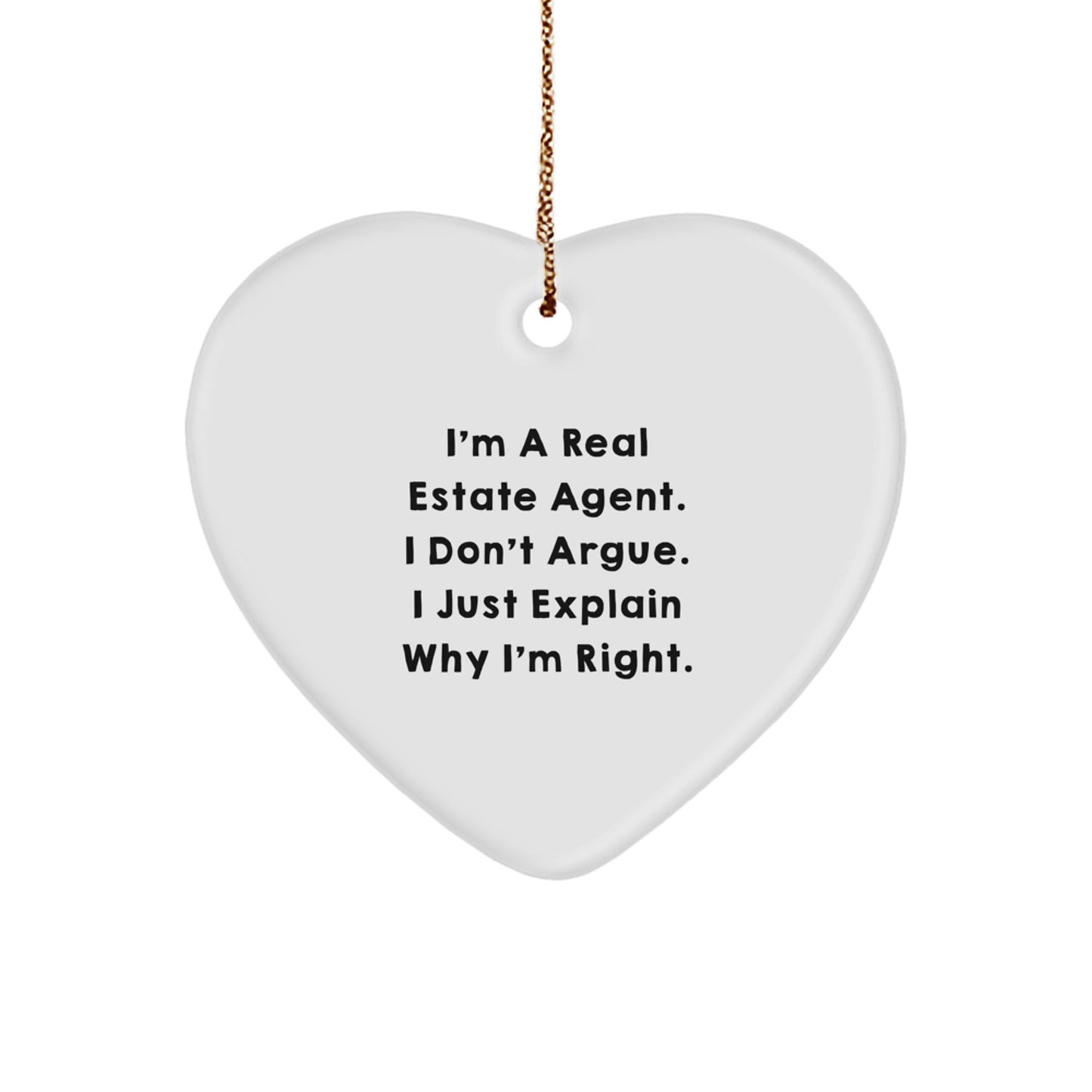 Funny Real Estate Agent Gifts for Women - Christmas Unique Heart Ornament Gifts from Friends - Image 1