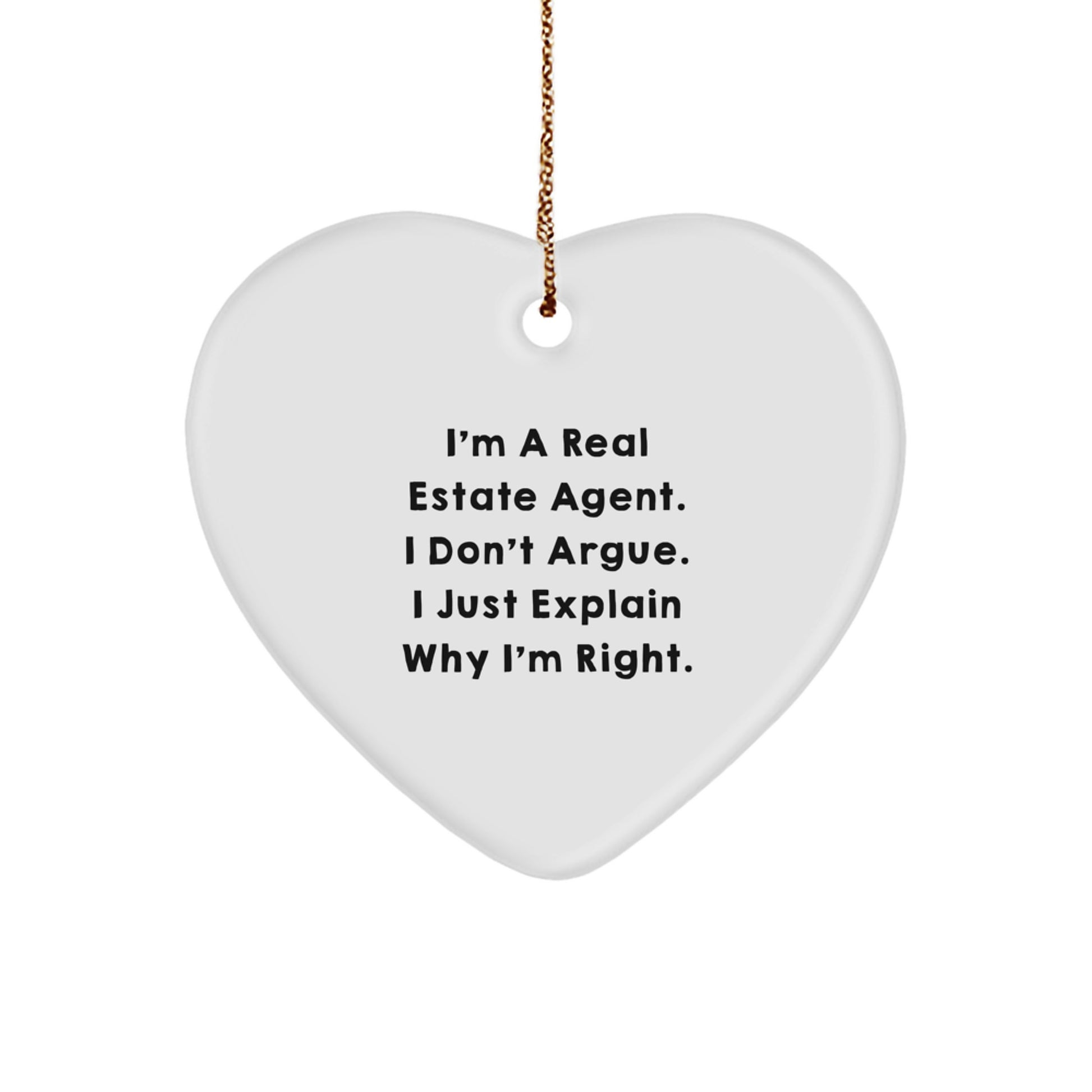 Funny Real Estate Agent Gifts for Women - Christmas Unique Heart Ornament Gifts from Friends - Image 1