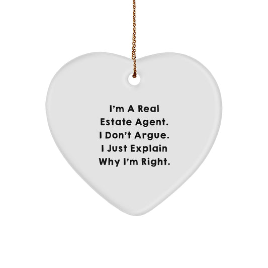 Funny Real Estate Agent Gifts for Women - Christmas Unique Heart Ornament Gifts from Friends - Image 1