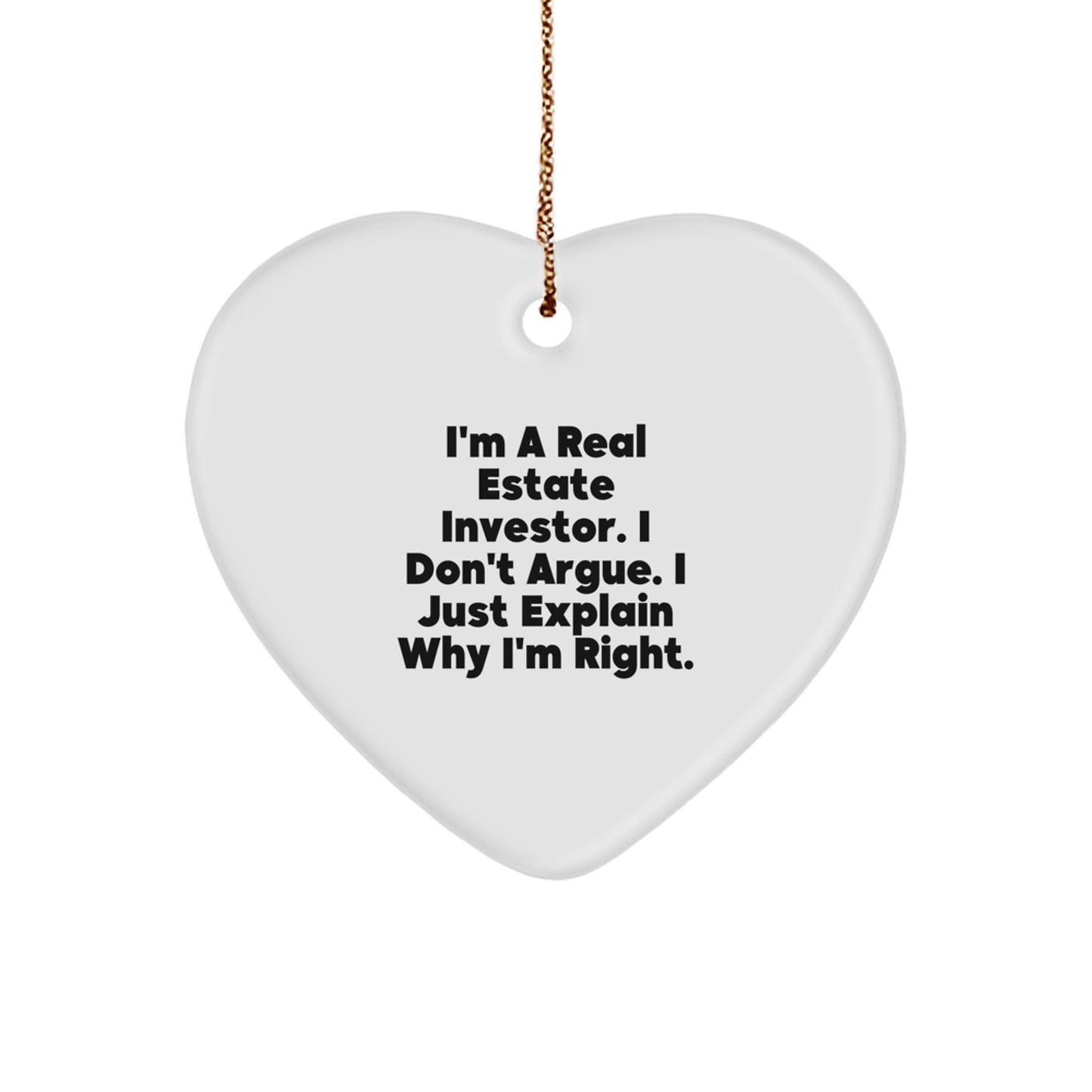 Funny Real Estate Investor Gifts from Friends for Men - Heart Ornament Quote - Christmas Unique Presents - Image 1