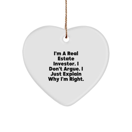 Funny Real Estate Investor Gifts from Friends for Men - Heart Ornament Quote - Christmas Unique Presents - Image 1