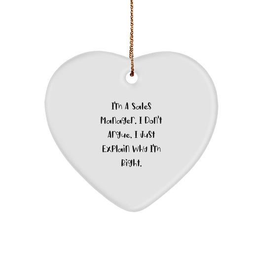 Funny Sales Manager Heart Ornament Gifts from Friends, Colleagues, Family - Christmas Unique Gifts for Sales Manager, Sales Team, Office Decor - Image 1