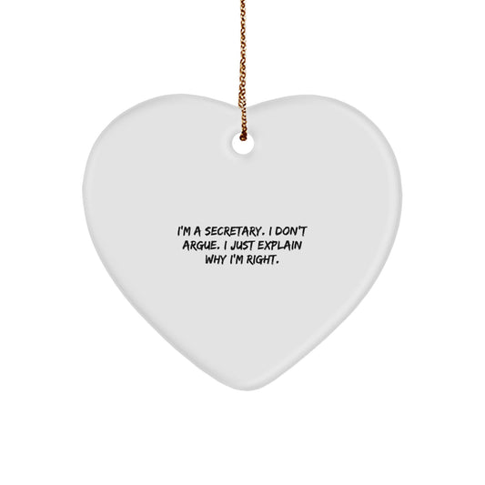 Funny Secretary Gifts from Friends, Heart Ornament for Secretary, Christmas Unique Gifts for Secretary - Image 1
