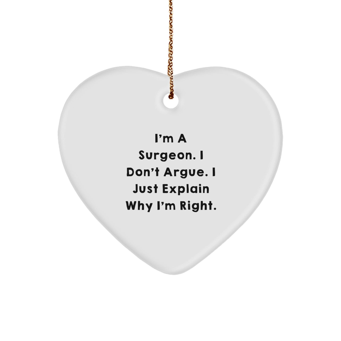 Funny Heart Ornament Gifts from Men for Surgeons, Christmas Unique Gifts for Surgeon Friends, Heart Shaped Ornament for Surgeon Coworkers - Image 1