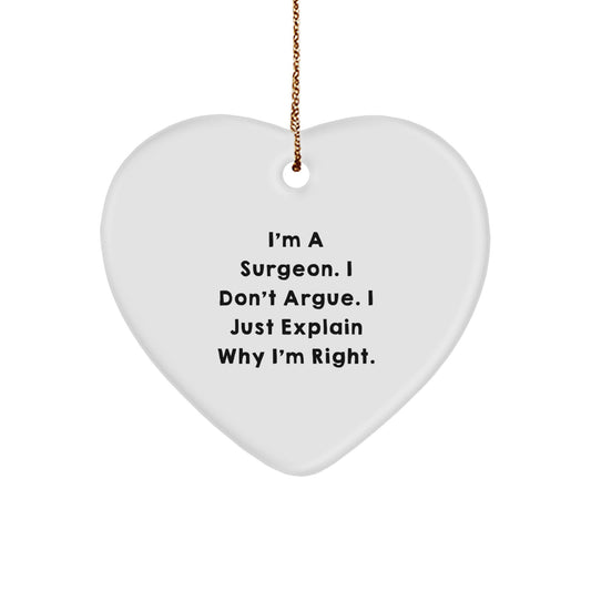 Funny Heart Ornament Gifts from Men for Surgeons, Christmas Unique Gifts for Surgeon Friends, Heart Shaped Ornament for Surgeon Coworkers - Image 1
