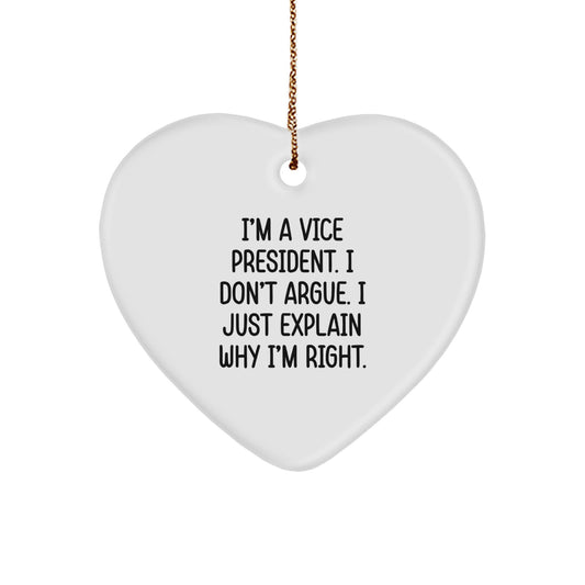 Christmas Unique Gift Vice President Heart Ornament for Her Present - Image 1