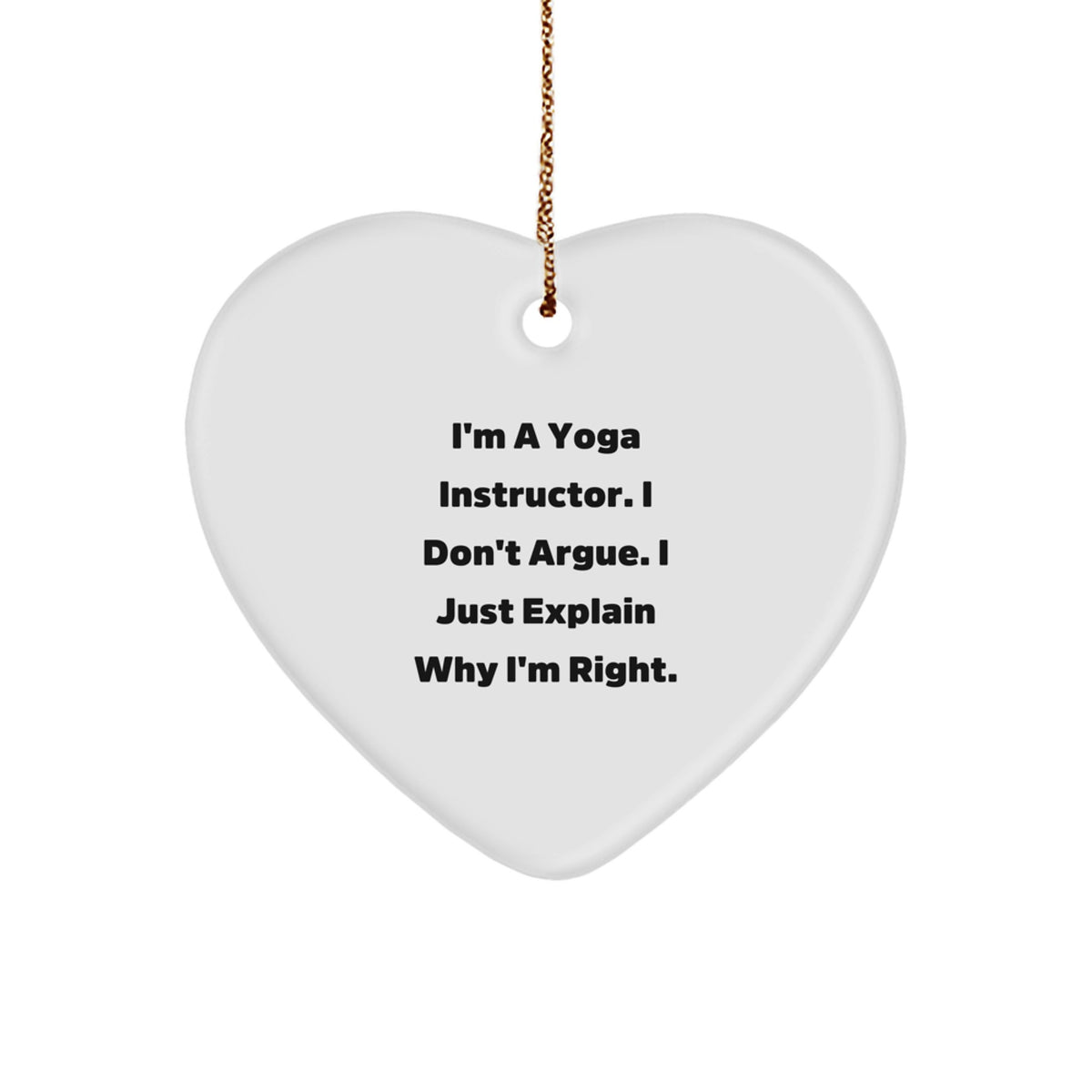 For Him Yoga Instructor Keepsake Christmas Unique Gift White Heart Ornament - Image 1