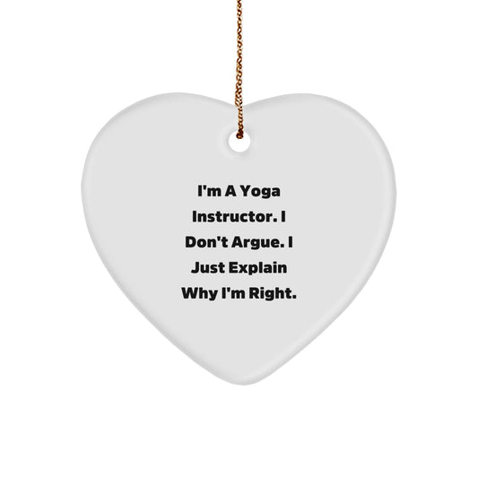 For Him Yoga Instructor Keepsake Christmas Unique Gift White Heart Ornament - Image 1