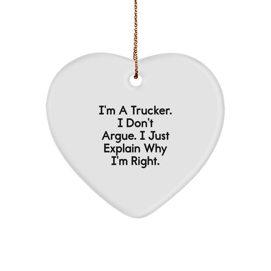 Funny Trucker Gifts from Friends for Christmas Unique Ornament Heart - Image 1