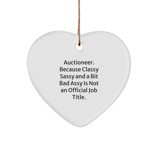 Christmas Gift Heart Ornament for Her Auctioneer Quote Present - Image 1