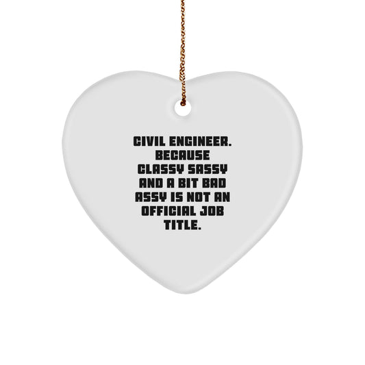 Civil Engineer Heart Ornament Idea for Coworkers Christmas Unique Gift - Image 1