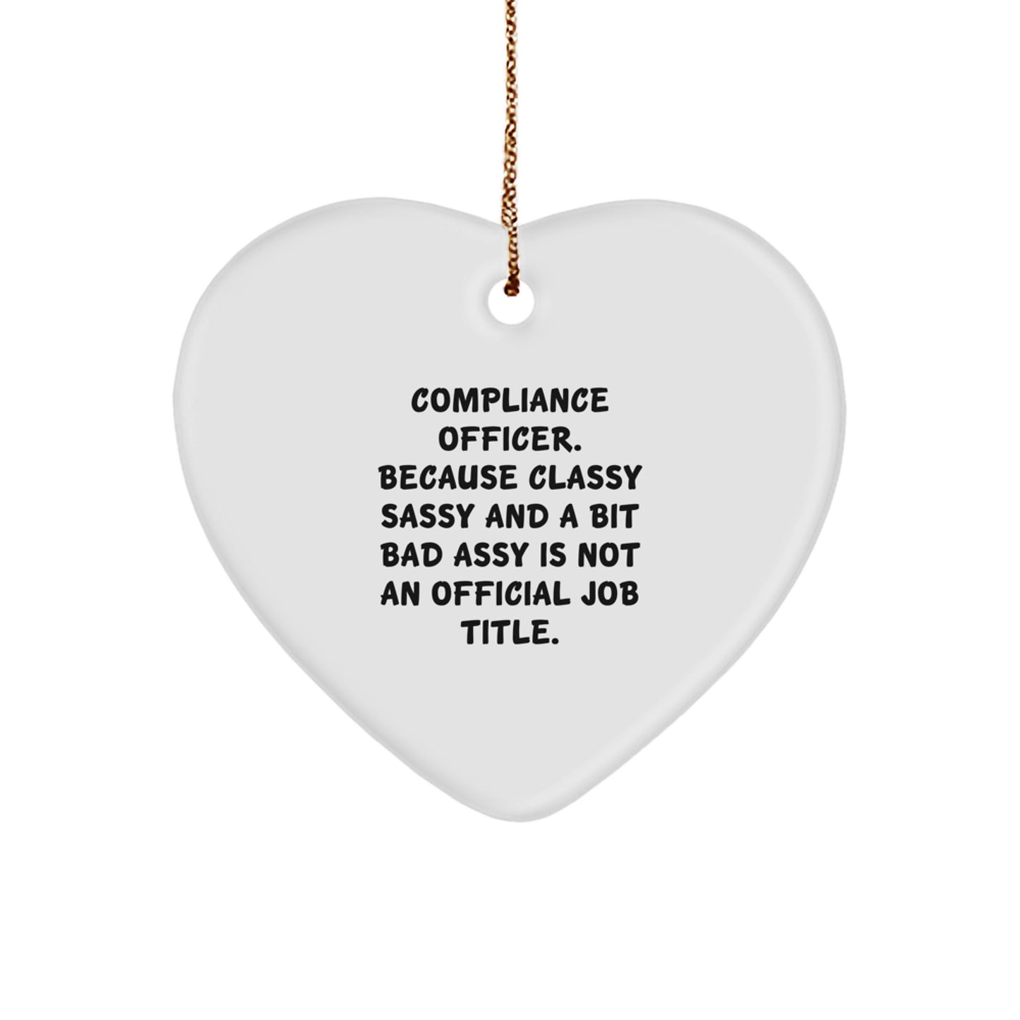 Funny Compliance Officer Heart Ornament Gifts, Unique Christmas Decorations for Office, Compliance Officer Appreciation, Gifts from Coworkers, Funny Job Title Humor - Image 1